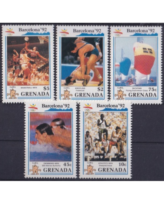 F-EX58121 GRENADA 1992 MNH BARCELONA OLYMPIC GAMES BASKET FIGHTING YACHTING.
