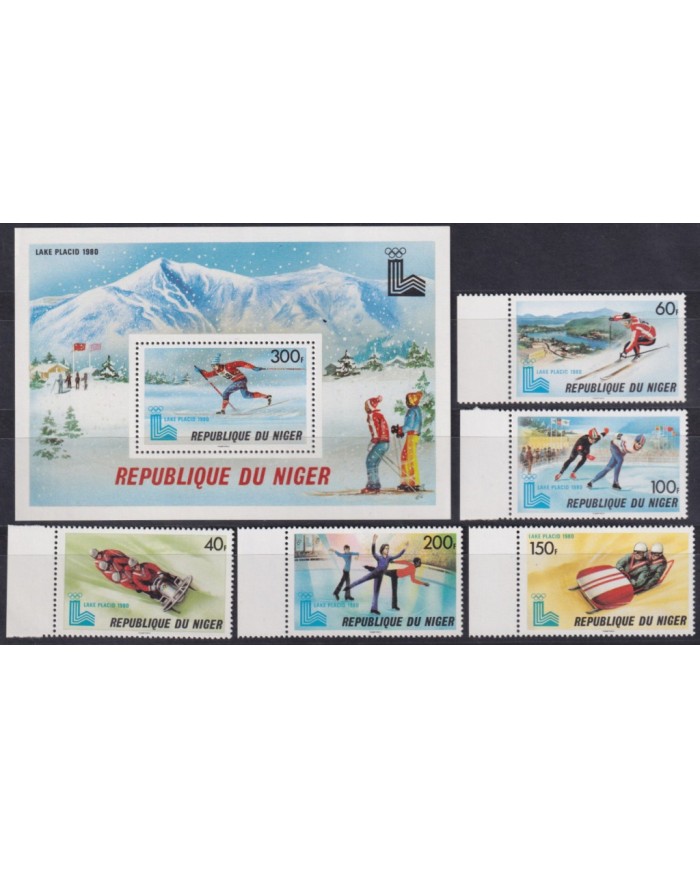 F-EX58130 NIGER MNH 1980 LAKE PLACID WINTER OLYMPIC GAMES SKITING SKI.