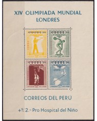F-EX57158 PERU ORIGINAL GUM 1956 MELBOURNE OLYMPIC GAMES OVEPRINT SHEET BASKET SHUTTING.