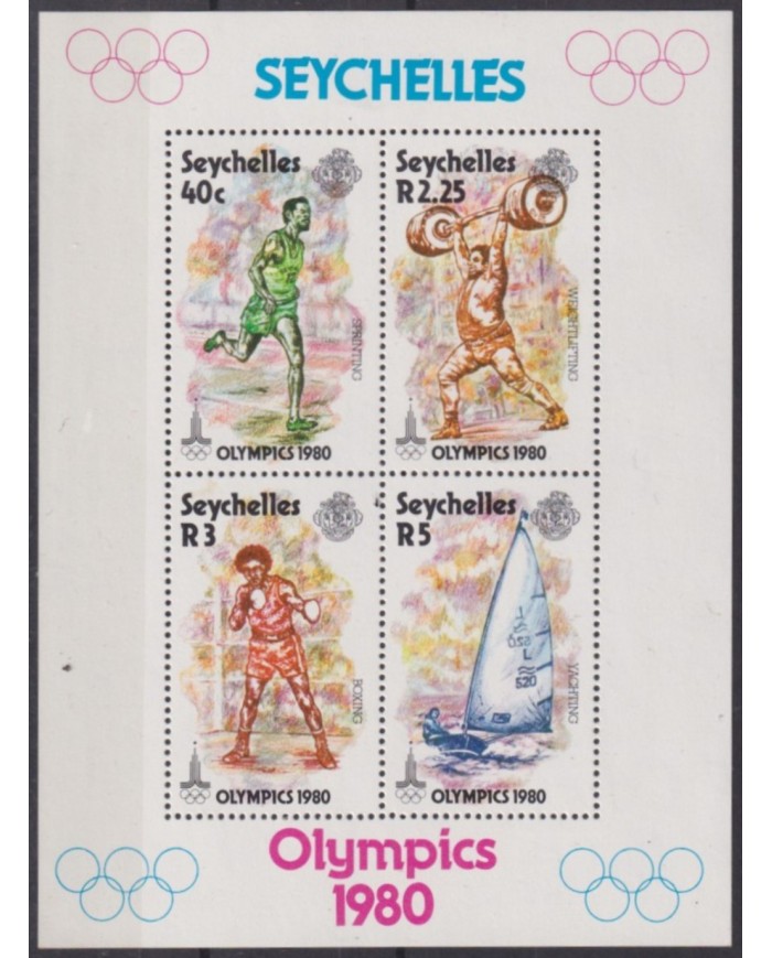 F-EX58123 SEYCHELLES MNH 1980 MOSCOW OLYMPIC GAMES ATHLETISM SAILING BOXING.