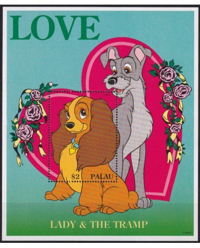 F-EX57166 PALAU MNH 1996 DISNEY ANIMATION LADY & THE TRAMP DOG ANIMATION.