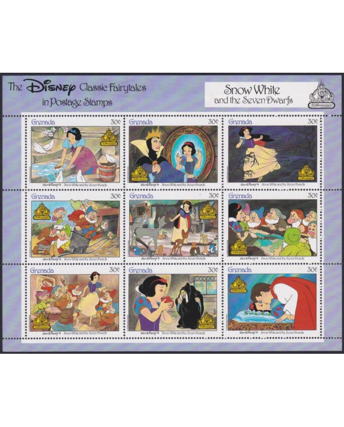 F-EX57171 GRENADA MNH 1987 50th ANNIV DISNEY CLASSIC FAIRYTALES SNOW WHITE.