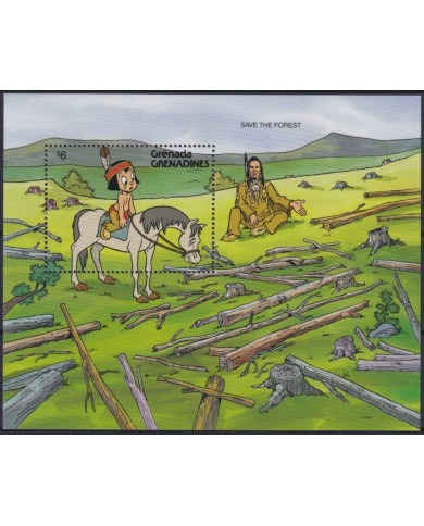 F-EX58182 GRENADA & GRENADINES MNH 1991 DISNEY ANIMATION SAVE THE FORESTS HORSE.