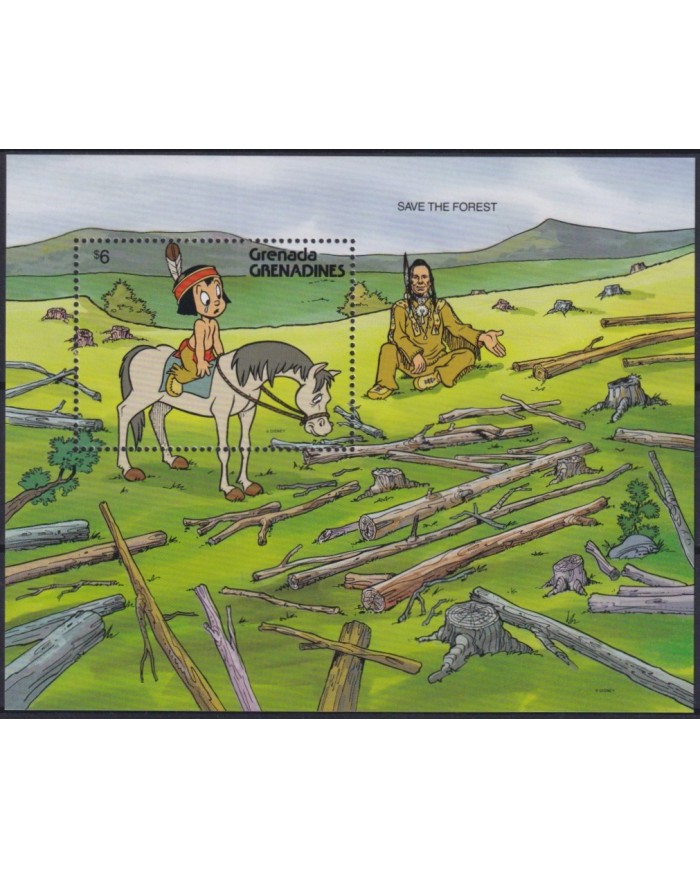 F-EX58182 GRENADA & GRENADINES MNH 1991 DISNEY ANIMATION SAVE THE FORESTS HORSE.