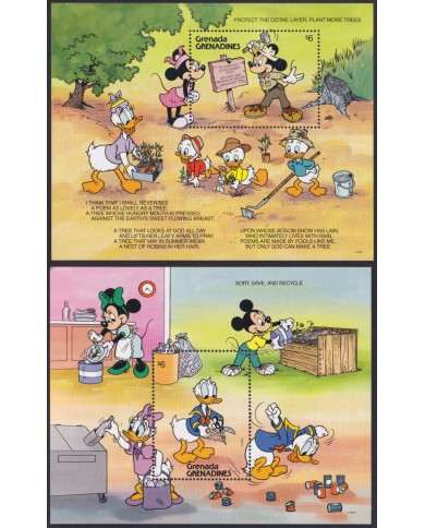 F-EX57173 GRENADA & GRENADINES MNH 1991 DISNEY ANIMATION ECOLOGY & RECYCLE.