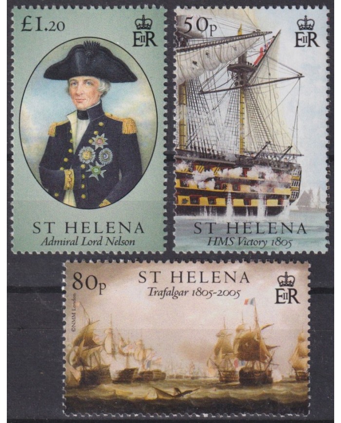 F-EX58202 ST HELENA MNH 2005 TRAFALGAR BICENTENARY BATTLESHIP SHIP NELSON.
