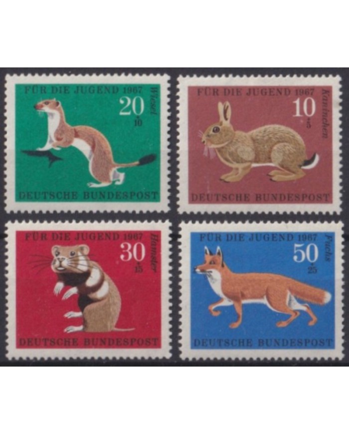 F-EX58218 GERMANY DDR MNH 1967 WELFARE YOUNG RABBID FOX.