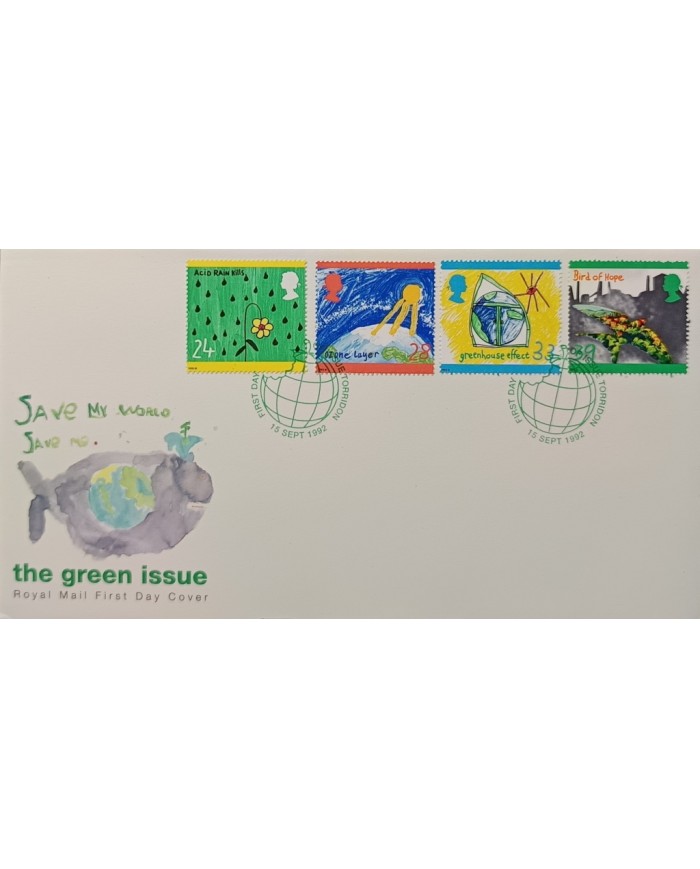 F-EX51496 UK ENGLAND FDC TORRIDON 1992 SAVE THE WORLD ECOLOGISM GREEN ISSUE.