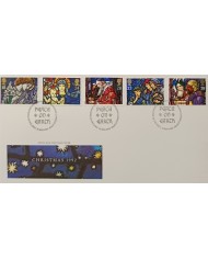 F-EX51499 UK ENGLAND FDC BETHLEHEM DYFED 1992 CHRISTMAS ART PAINTING GLASS.