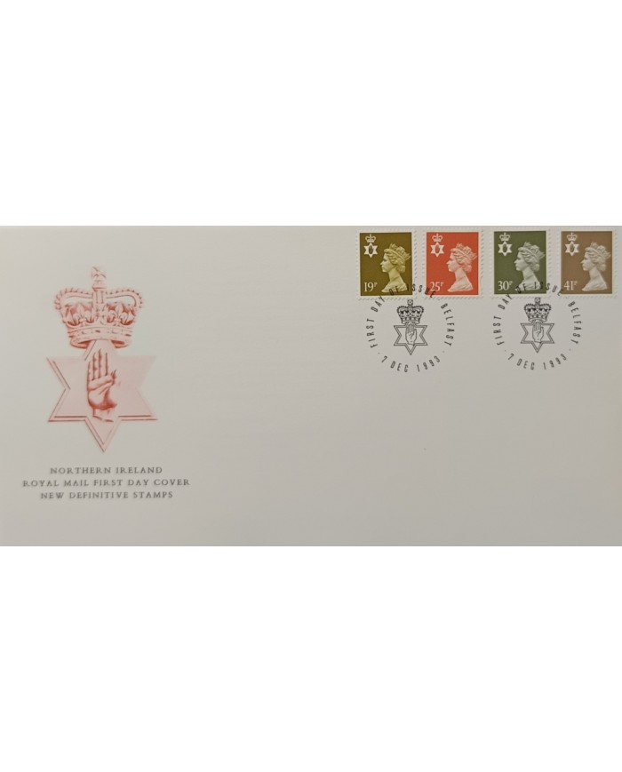 F-EX51516 UK ENGLAND FDC BELFAST 1993 ELIZABETH II MACHIN DEFINITIVE N. IRELAND