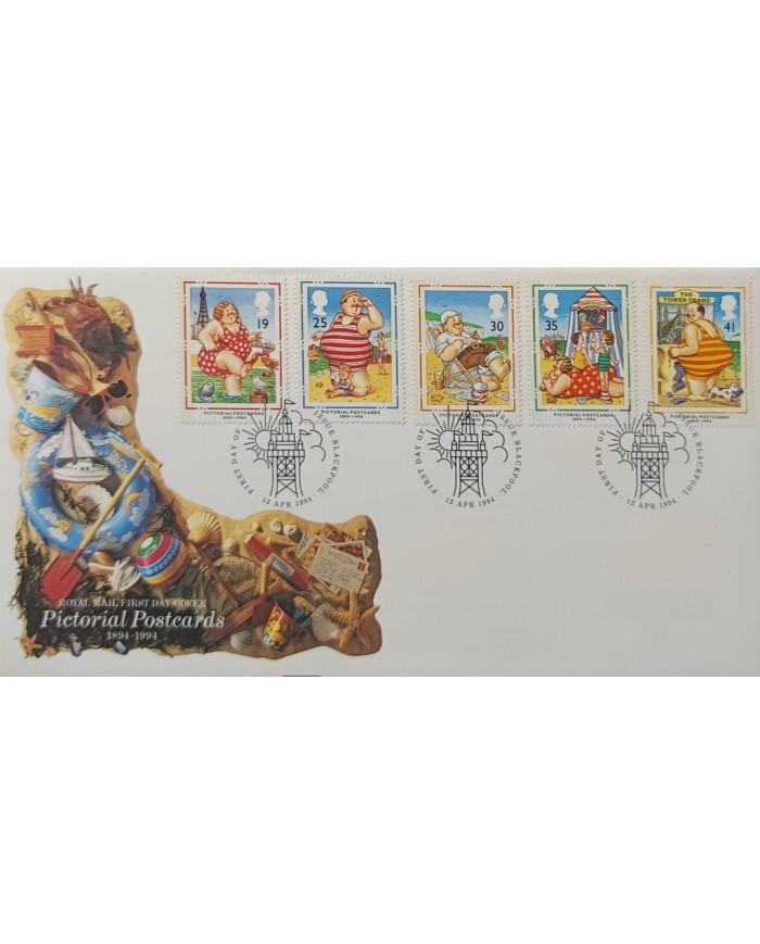 F-EX51522 UK ENGLAND FDC BLACKPOOL 1994 PICTORIAL POSTCARDS CARTOON DRAWING.