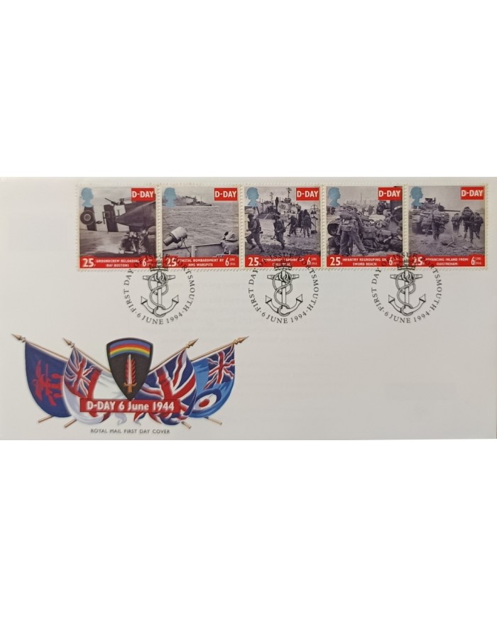 F-EX51523 UK ENGLAND FDC PORSTMOUNTH 1994 WWII D-DAY LANDING BATTLESHIP SHIP.