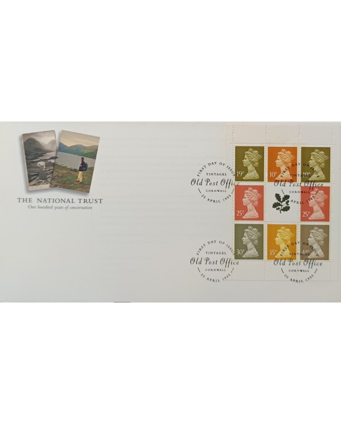 F-EX51536 UK ENGLAND FDC CORNWALL 1995 ELIZABETH MACHIN DEFINITIVE NATIONAL TRUST.