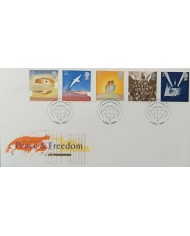 F-EX51537 UK ENGLAND FDC LONDON 1995 PEACE & FREEDOM PHOTO & DRAWING.