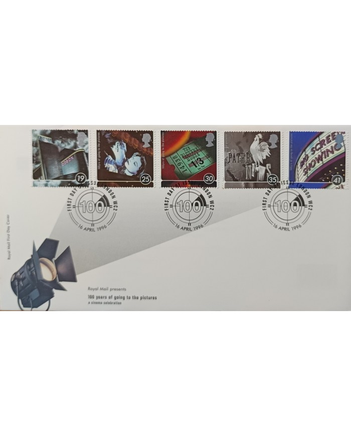 F-EX51547 UK ENGLAND FDC LONDON 1996 CENT OD GOING PICTURES CINEMA MOVIE.