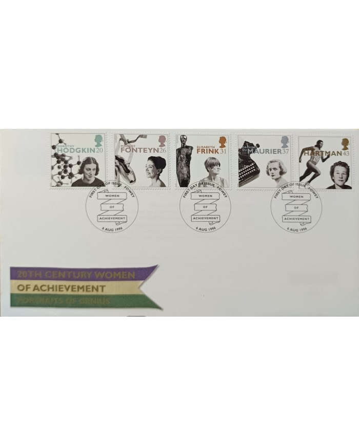 F-EX51555 UK ENGLAND FDC FOWEY 1996 WOMAN OF ACHIEVEMENT HODGKING HARTMAN FRINK.