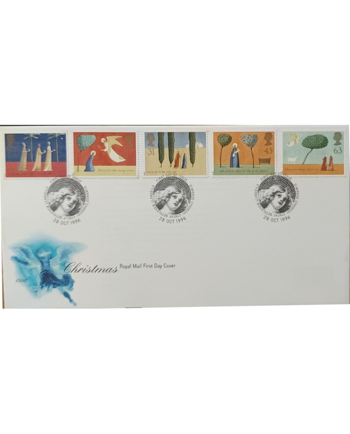 F-EX51559 UK ENGLAND FDC DIWRNOD 1996 CHRISTMAS NAVIDAD DRAWING.