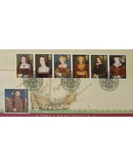 F-EX51560 UK ENGLAND FDC HAMPTON COURT 1996 HENRY VIII TUDOR & WIVES BOLENA.