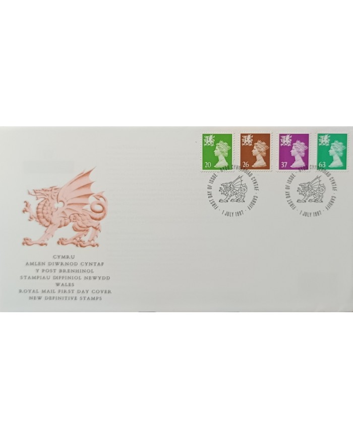 F-EX51563 UK ENGLAND FDC CARDIFF 1997 QUEEN ELIZABETH II MACHIN DEFINITIVE WALES.