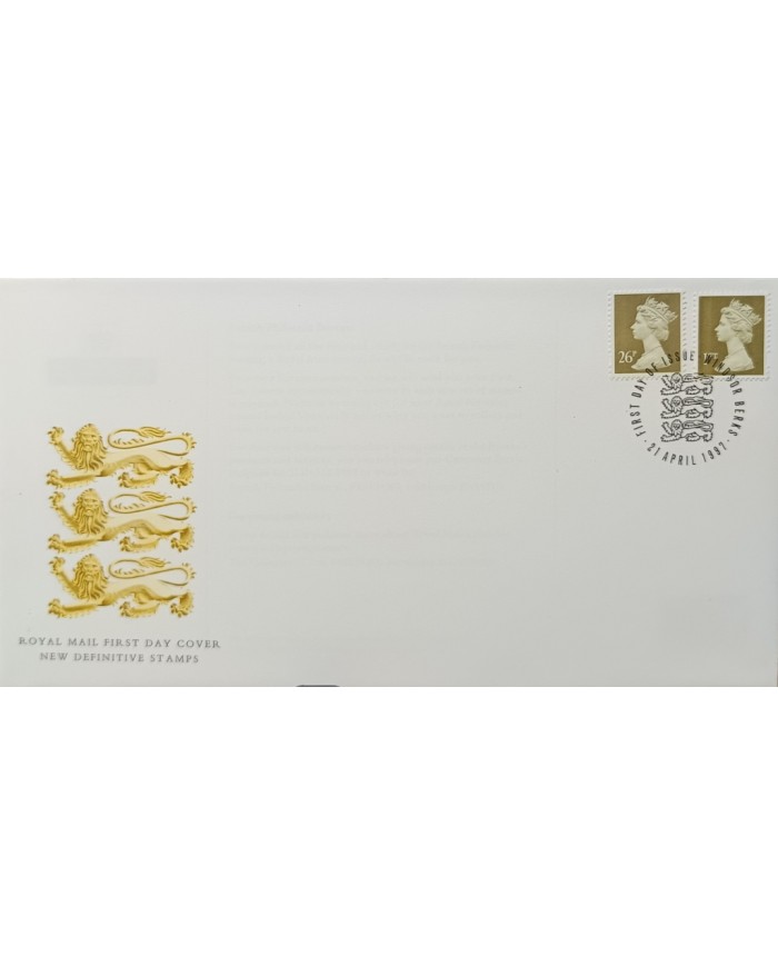 F-EX51564 UK ENGLAND FDC WINDSOR 1997 QUEEN ELIZABETH II MACHIN DEFINITIVE.