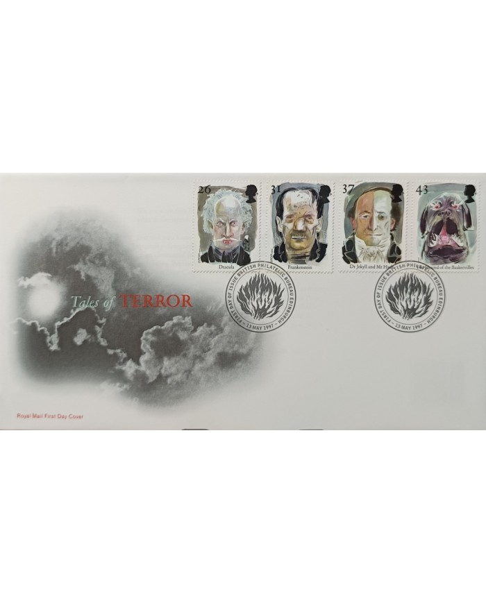 F-EX51565 UK ENGLAND FDC EDINBURG 1997 TALES TERROR DRACULA FRANKENSTEIN JEKYLL.
