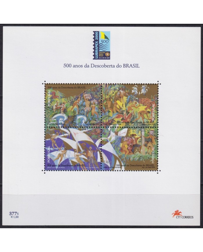 F-EX58340 PORTUGAL MNH 2000 LUBRAPEX 500º ANNIV DISCOVERY BRAZIL ART PAINTING. F-EX58340 PORTUGAL MNH 2000 LUBRAPEX 500º ANNIV DISCOVERY BRAZIL ART PAINTING.