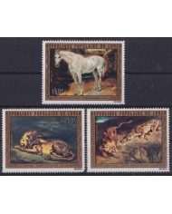F-EX58620 CONGO MNH 1973 ART PAINTING EUGENE DELACROIX LION HORSE. F-EX58620 CONGO MNH 1973 ART PAINTING EUGENE DELACROIX LION HORSE.
