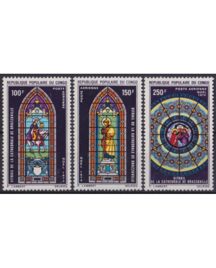 F-EX58618 CONGO MNH 1970 BRAZZAVILLE CHURCH ART GLASS PAINTING. F-EX58618 CONGO MNH 1970 BRAZZAVILLE CHURCH ART GLASS PAINTING.