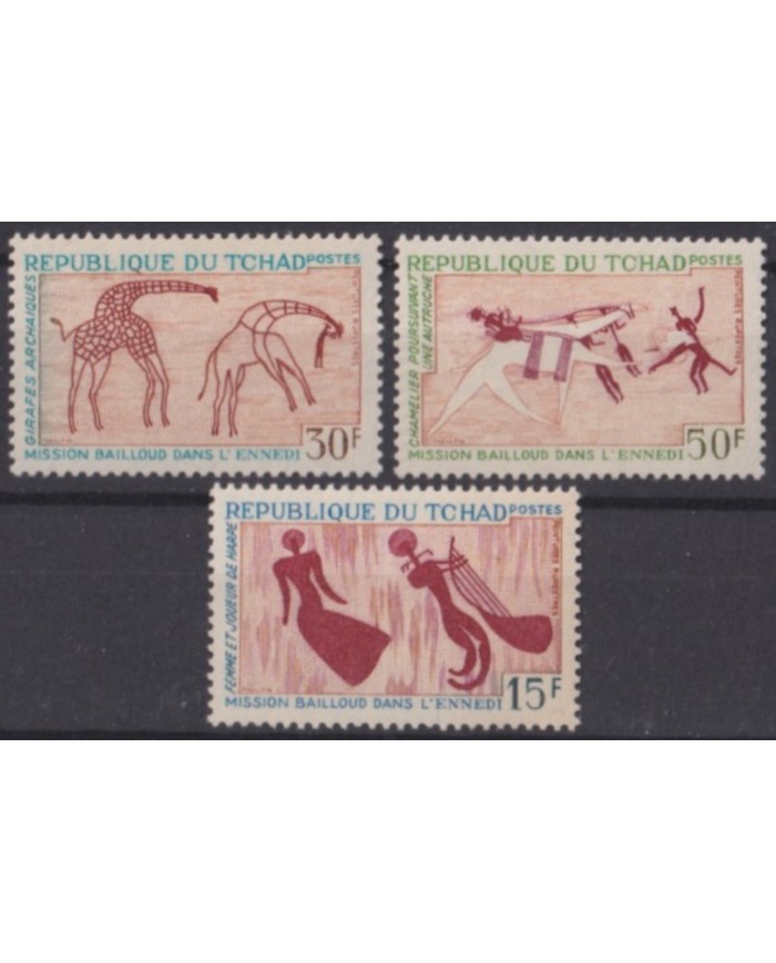 F-EX58670 CHAD TCHAD MNH 1967 ARCHAELOGY ROCK ART PREHISTORIC PAINTING.