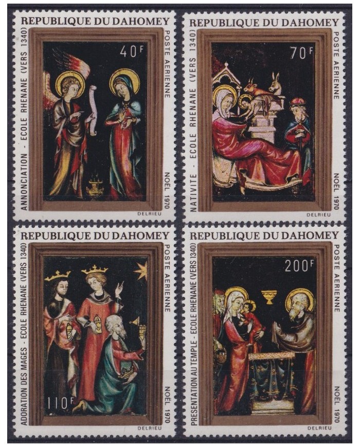 F-EX58652 DAHOMEY MH 1970 CHRISTMAS NAVIDAD MEDIEVAL ART PAINTING.