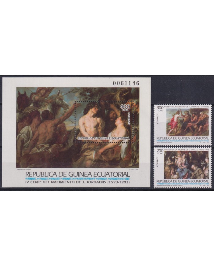 F-EX58685 GUINEA EQUATORIAL MNH 1993 ART PAINTING 400º ANNIV OF J. JORDAENS.