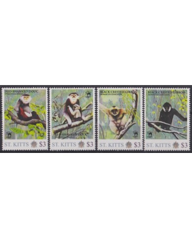 F-EX58582 ST KITTS MNH  2017 WILDLIFE MONKEY CRESTED GIBBON SHANKEED.