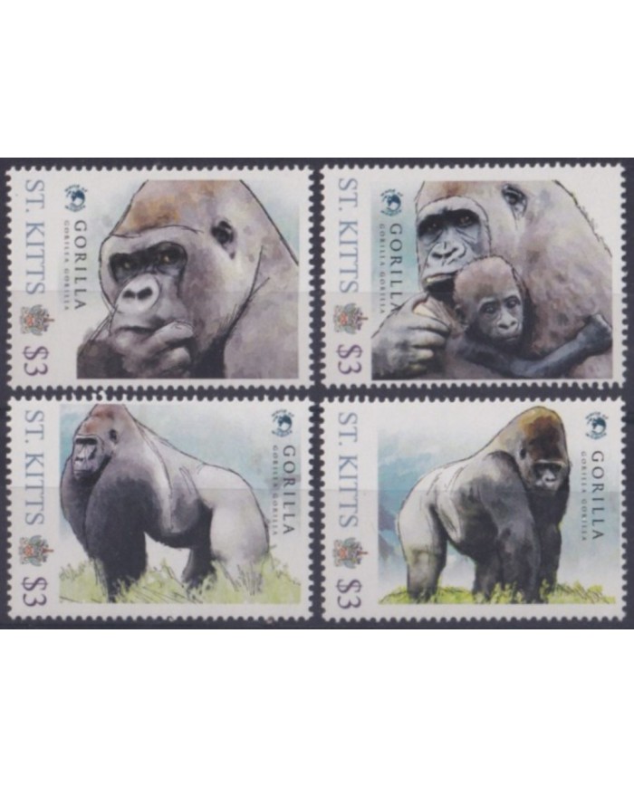 F-EX58583 ST KITTS MNH  2019 WILDLIFE MONKEY GORILLA. F-EX58583 ST KITTS MNH  2019 WILDLIFE MONKEY GORILLA.