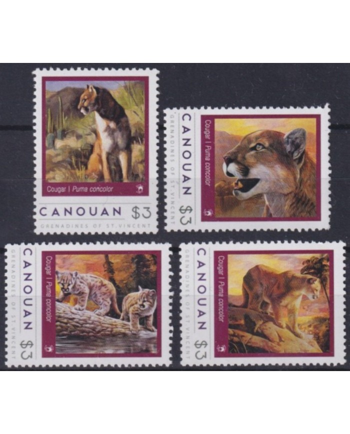 F-EX58584 CANOUAN MNH  2017 WILDLIFE FELINE PUMA COUGAR.