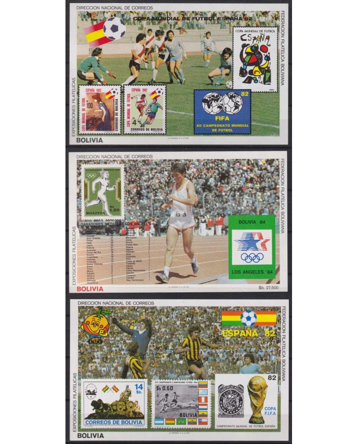 F-EX58305 BOLIVIA MNH 1986 WORLD SOCCER CUP OLYMPIC GAMES LOS ANGELES FOOTBALL.