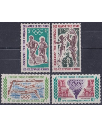 F-EX58541 AFARS ET DES ISSAS MNH 1972 MUNICH OLYMPIC GAMES ATHLETISM BASKET SWIMMING.
