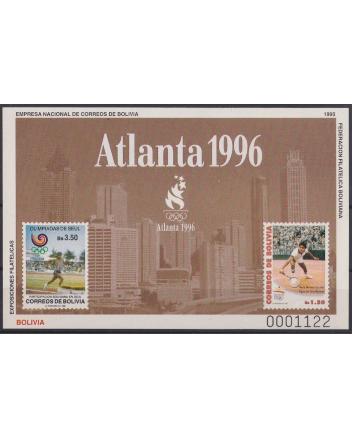 F-EX58536 BOLIVIA MNH 1995 ATLANTA OLYMPIC GAMES ATHLETISM TENNIS.