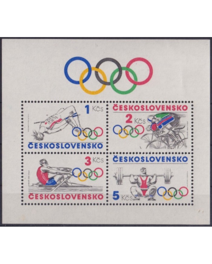 F-EX58565 CZECHOSLOVAKIA MNH 1984 LOS ANGELES OLYMPIC GAMES ATHLETISM CYCLING.