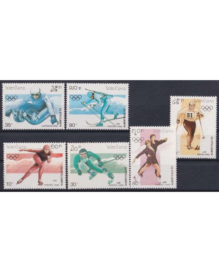 F-EX58546 LAOS MNH 1990 ALBERTVILLE WINTER OLYMPIC GAMES SKI.
