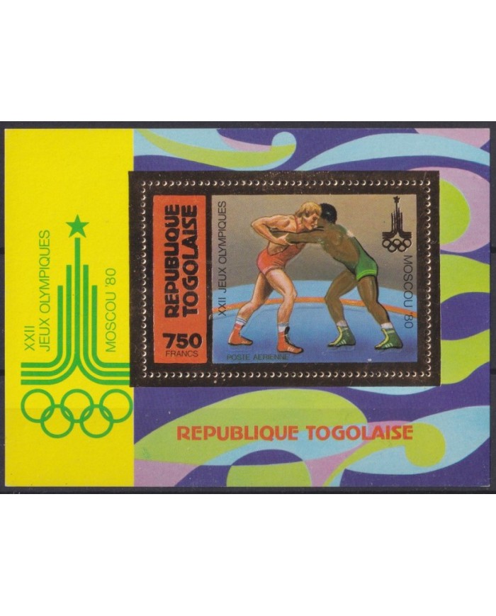 F-EX58543 TOGO MNH 1980 MOSCOW GOLDEN OLYMPIC GAMES WRESTLING.