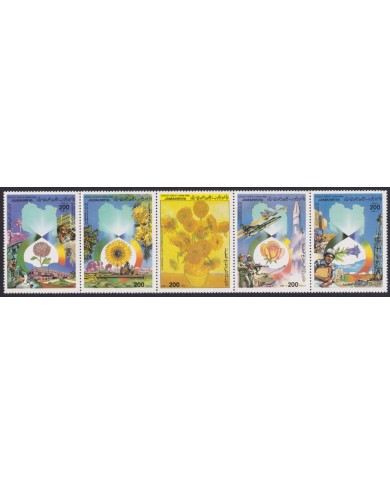 F-EX58563 LIBYA MNH 1986 AIRPLANE FLOWER VAN GOTH ROCKET REVOLUTION AVION.