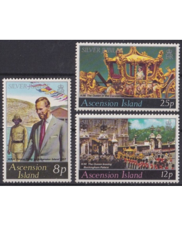 F-EX58822 ASCENSION MNH 1977 ROYAL FAMILY SILVER JUBILEE.