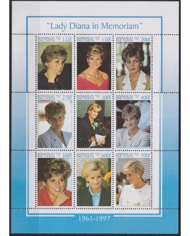 F-EX58357 BENIN MNH 1998 ROYAL FAMILY IN MEMORIAN PRINCESS DIANA OF WALES.