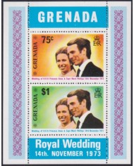 F-EX58818 GRENADA MNH 1973 ROYAL FAMILY ROYAL WEDDING PRINCESS ANA.