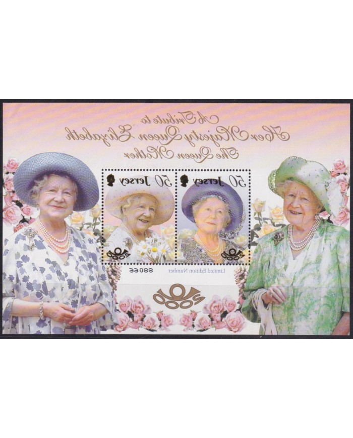 F-EX58372 JERSEY UK ENGLAND MNH 2000 ROYAL FAMILY TRIBUTE QUEEN MOTHER.