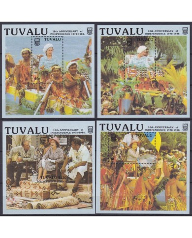 F-EX58844 TUVALU MNH 1988 ROYAL FAMILY 10th ANNIV OD INDEPENDENCE ROYAL VISIT.