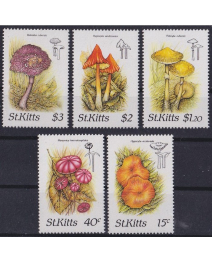 F-EX58801 ST KITTS MNH 1987 MUSHROOMS FUNGUS.