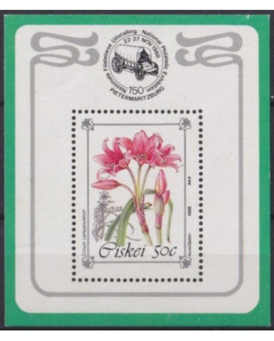 F-EX58781 SOUT AFRICA CISKEI MNH 1988 SHEET FLOWER FLORES NATIONAL PHILATELIC EXPO.