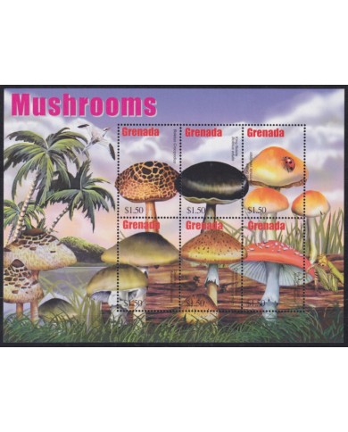 F-EX58350 GRENADA MNH 2002 FLORA FLOWER FLORES MUSHROOMS FUNGI.