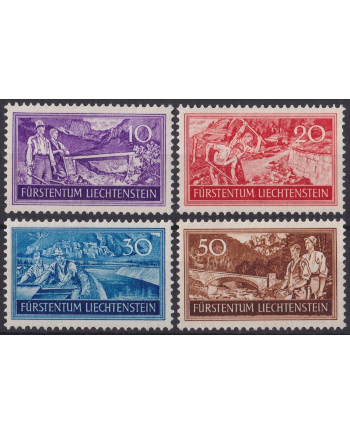 F-EX58893 LIECHTENSTEIN 1937 NO GUM WORKMAN BRIDGE.